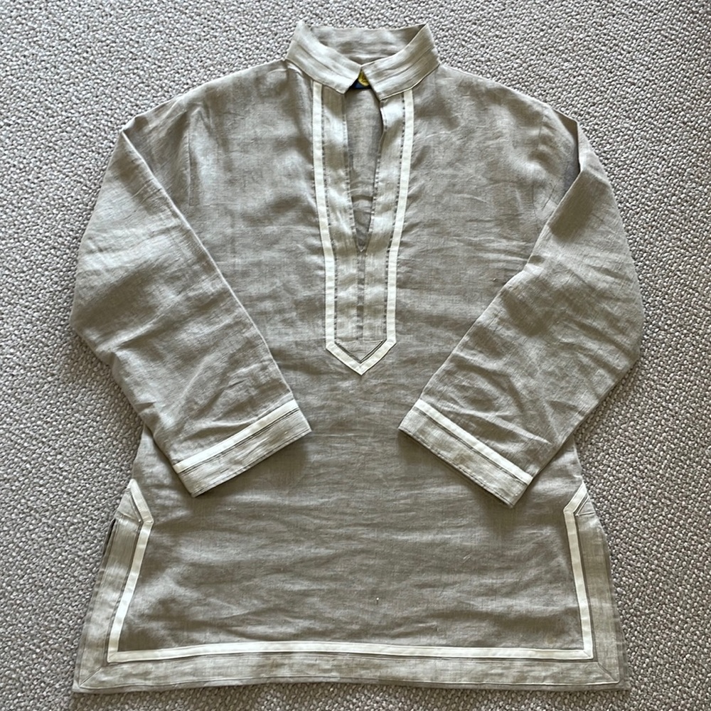 Guru Tan Linen Tunic Top